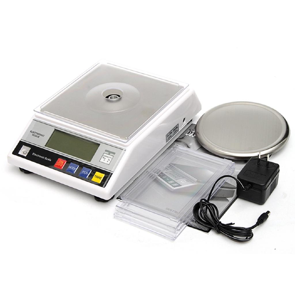 DC 200mA 2kg 7.5V LCD Digital Electric Scale Jewelry Weight Balance Gram with US Plug Power Adapter White