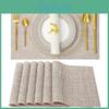 Table Placemats Weaving Bamboo 46pcs Mat Kitchen Waterproof Pads Cup Coasters For Coffee Dining Table Napkins Home Decoration