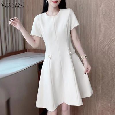 Women Casual Round Neck Short Sleeve Summer Elegant Dress