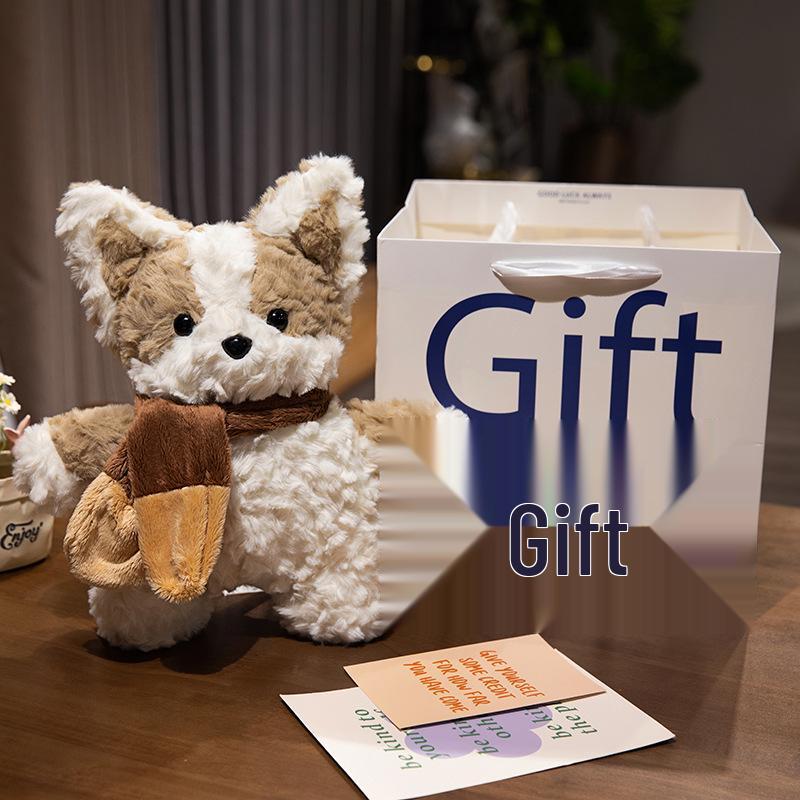 Adorable Corgi Puppy Plush Scarf Doll - Perfect Birthday Gift for Girls