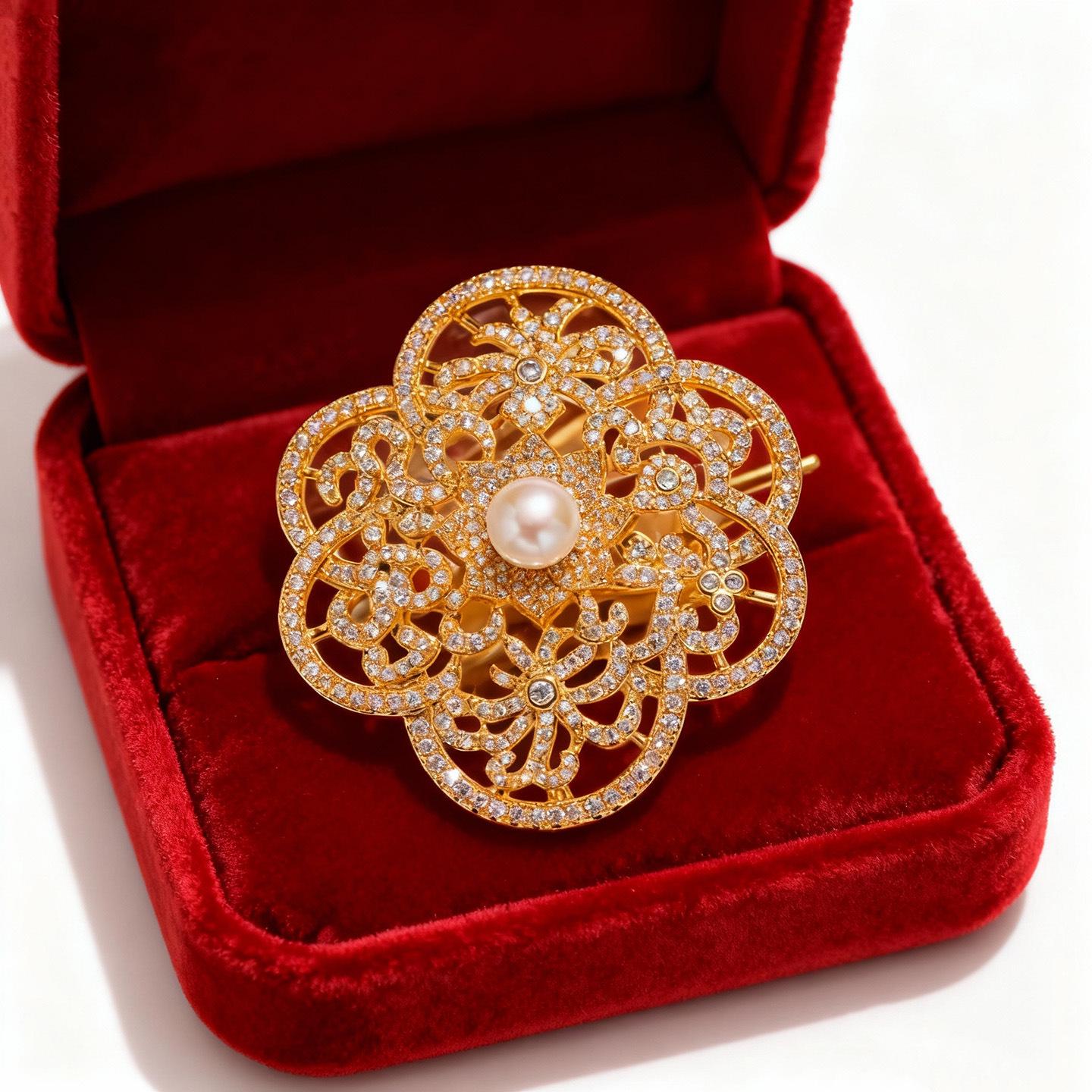 Bo Xin Yun Freshwater Pearl Brooch with Chinese Knot Design - Elegant Anniversary Gift