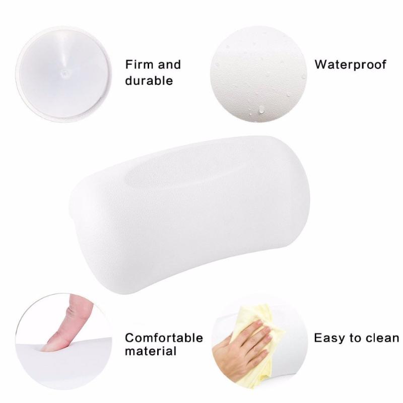 Comfortable SPA Bathtub Pillow Neck Support Cushion with Suction Cups Waterproof Headrest for Bathroom Relaxation