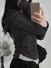 Casual Color Block Hooded Knit T-Shirt with Cinched Waist Long Sleeves