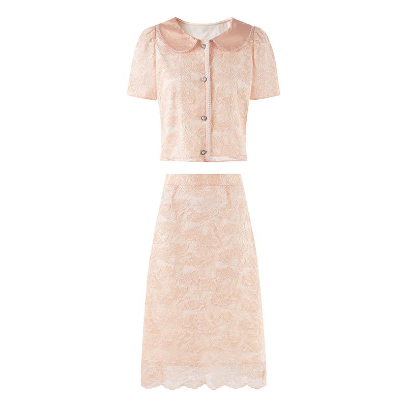 Sweet Gentle Style Doll Collar Lace Two-Piece Set