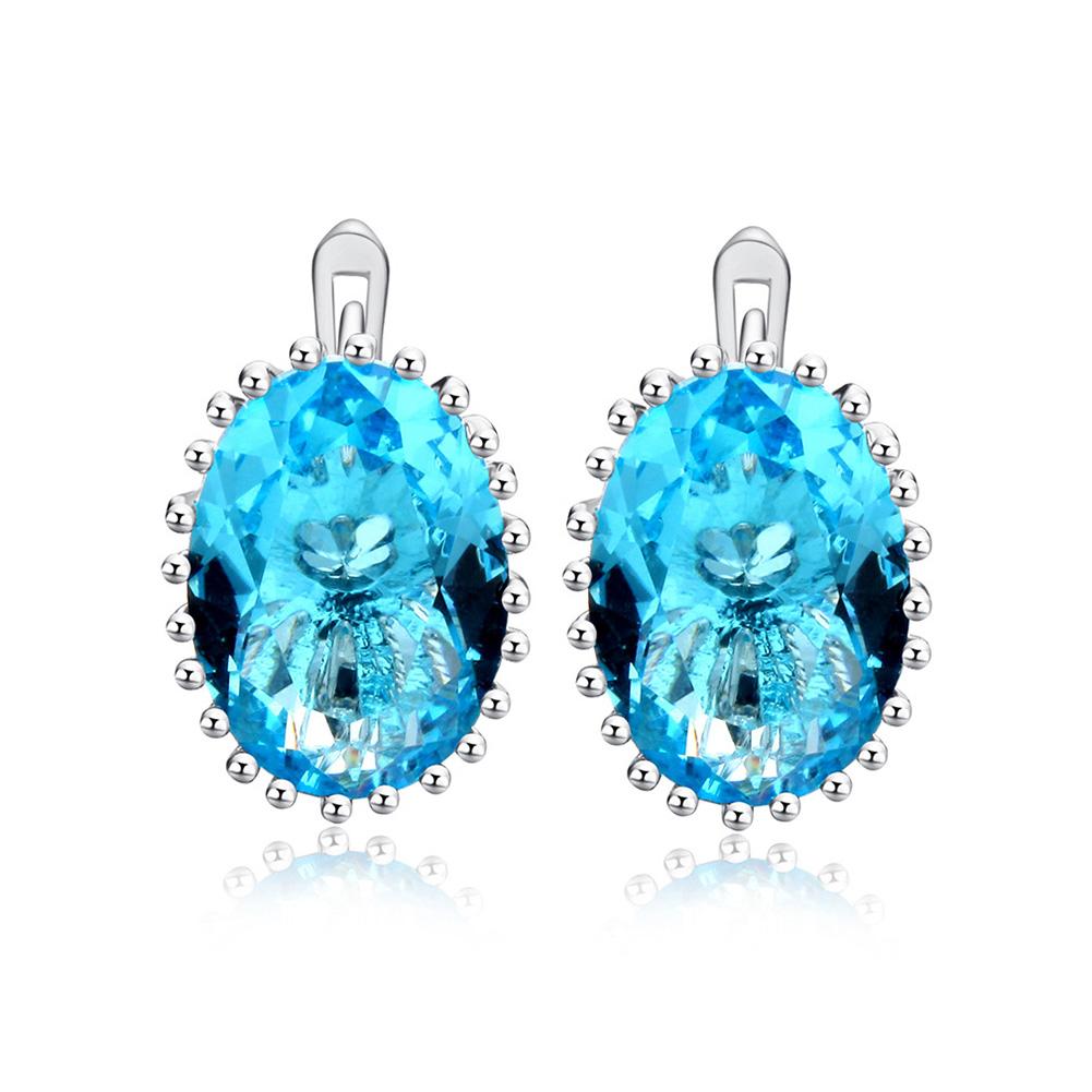 Women Elegant Blue Earring Exquisite All-match Zircon Ear Studs
