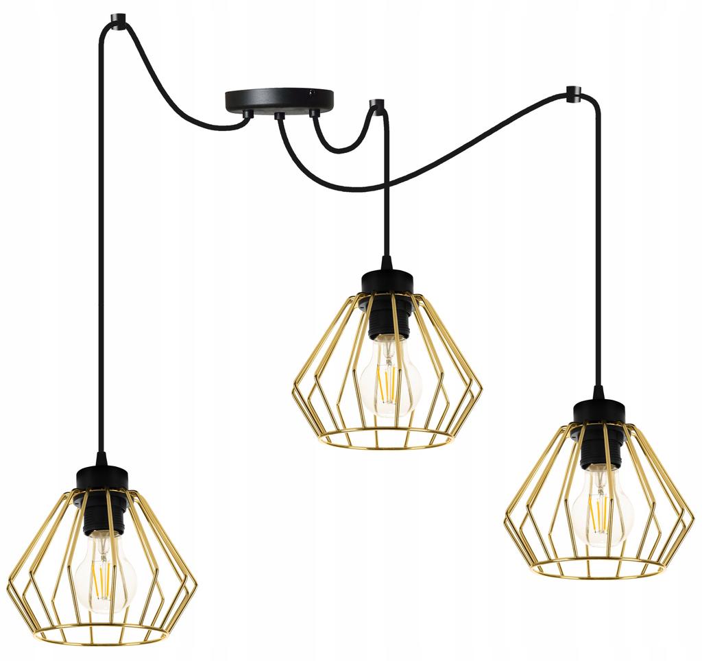 Golden Spider Ceiling Hanging Lamp, Wire Plafon