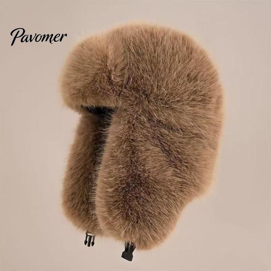 Cozy Outdoor Sports Cap Faux Fur Trapper Hat, Fuzzy Winter Hat with Ear Flaps, Fleece Fashionable Headwear Lined Windproof Ushanka for Women