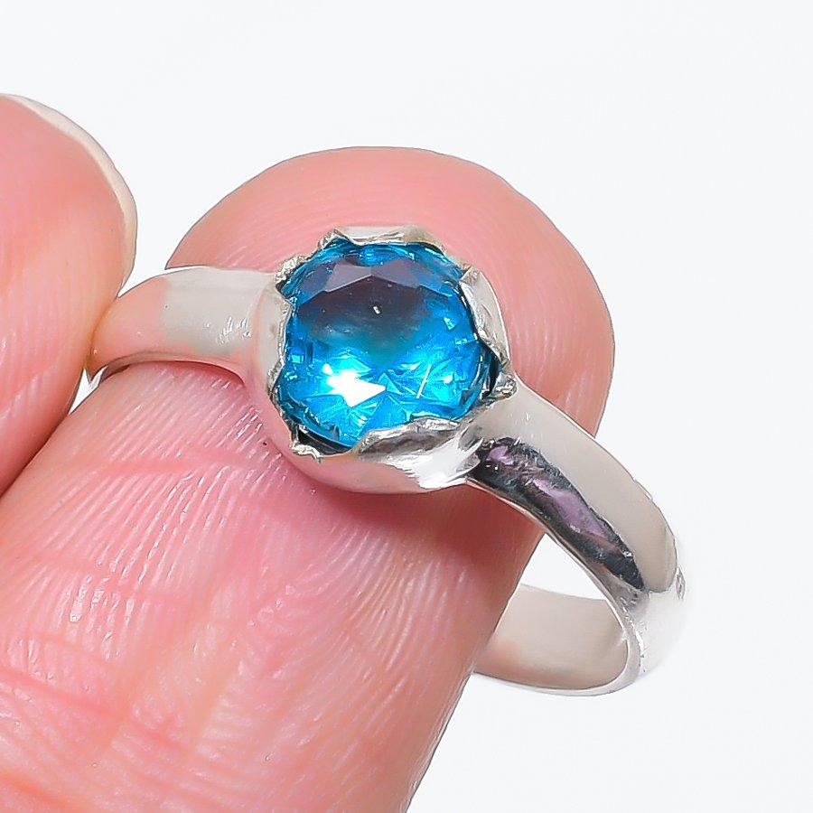 

Натуральный швейцарский голубой топаз драгоценный камень 925 стерлинговое серебро ювелирное кольцо размер 10 P1Y76