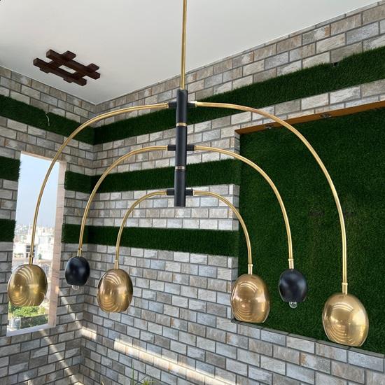 6-Light Adjustable Arm Chandelier Design In Raw Brass Elegant Rotating Ceiling Light Fixture for Living Room Kitchen