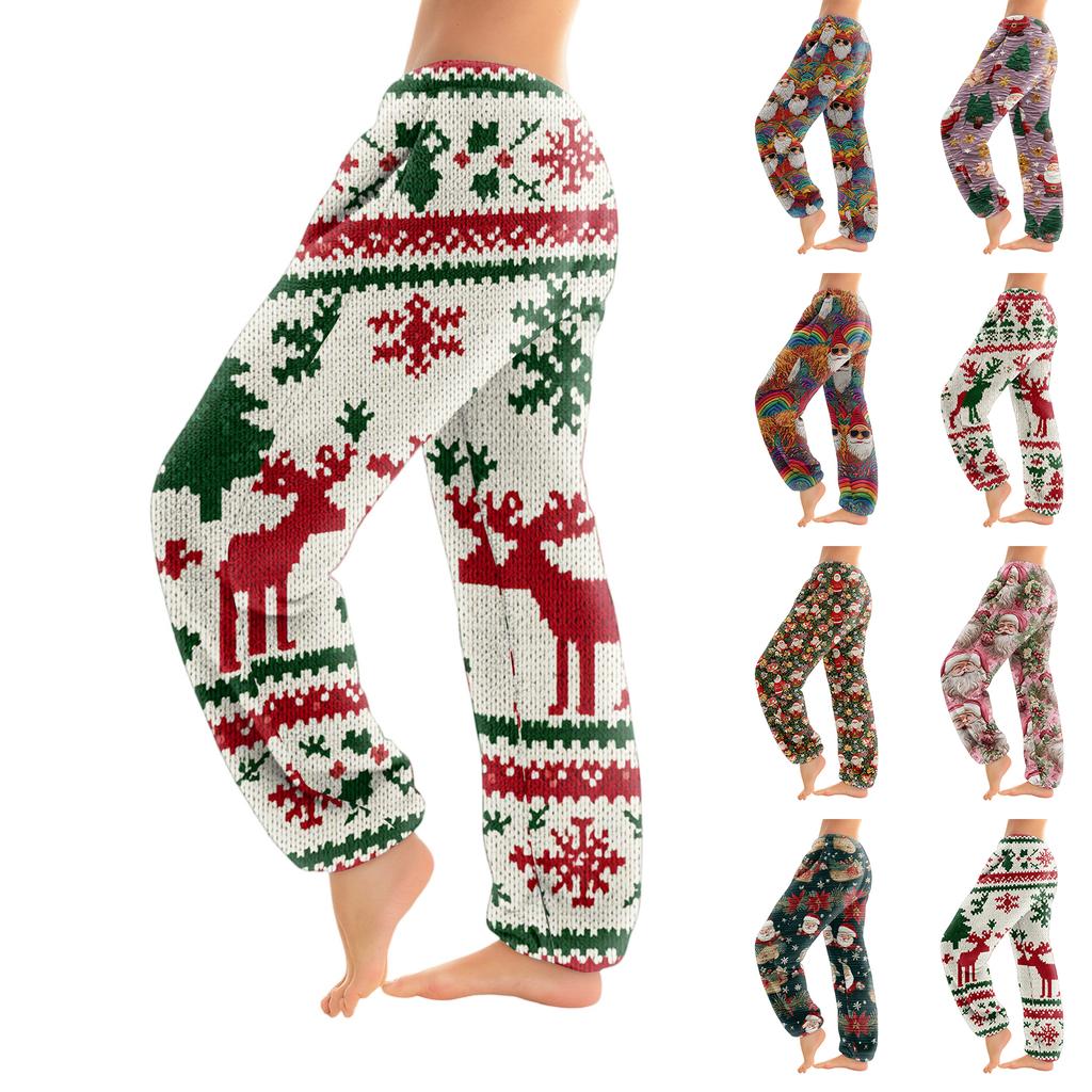 Women's Solid Color Trousers With Cuffs Casual Pants And Pajama Pants