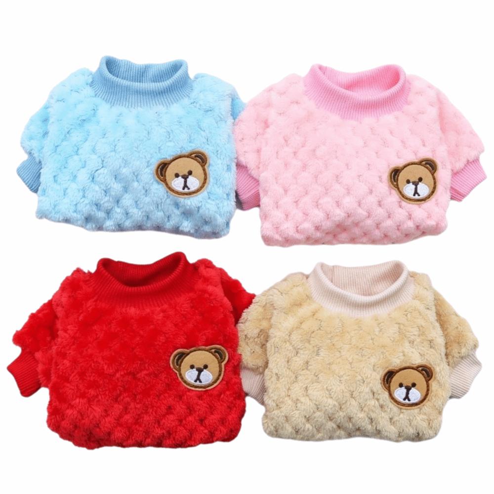 XS/S/M/L/XL/XXL Puppy Sweater Double-leg Plaid Cute Bear Print Pet Clothes Warm Dog Hoodies Soft Puppy Pullover Pet Dog Hoodies