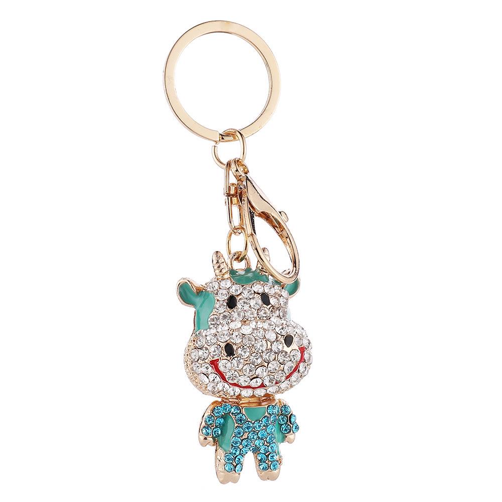Metal Ox Zodiac Keychain: Cute Rhinestone Bull Bag Charm Pendant