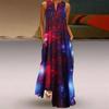 Fashion 3D Star Print V-Neck Sleeveless Long Maxi Comfortable Dress Lightweight High Recognition Elegant with Flattering Chic Dress for Party