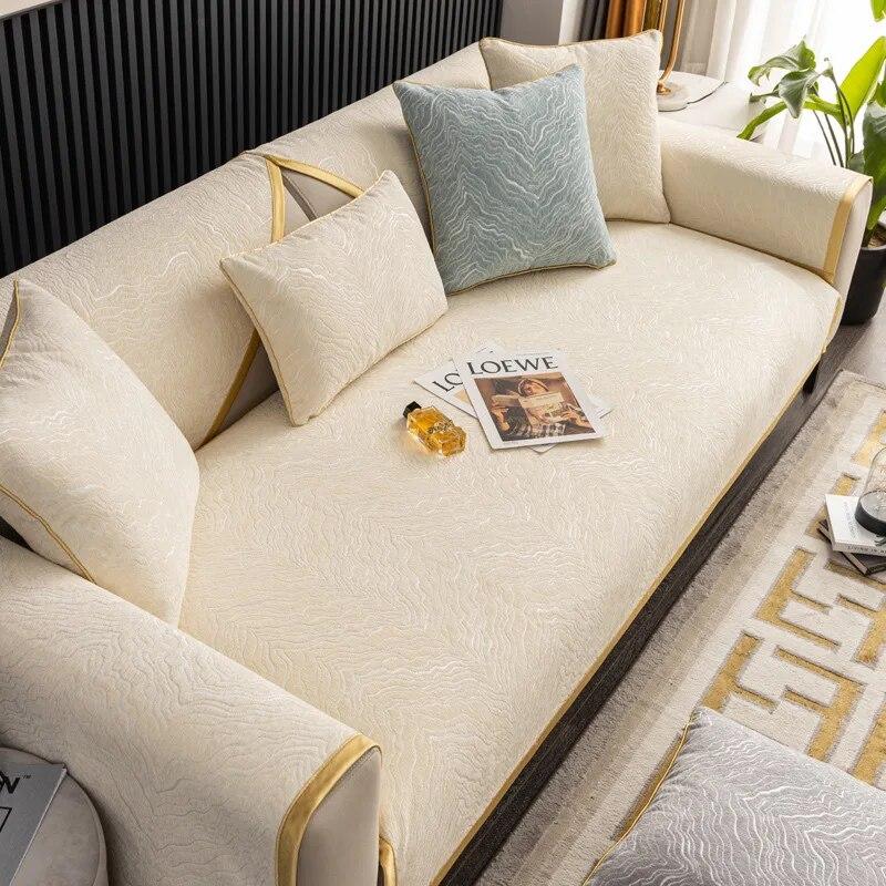 Žinylkový přehoz na pohovku s vodním vlněním Moderní celoroční univerzální ručník na pohovku do obývacího pokoje Protiskluzový polštář na pohovku Područka Opěradlo