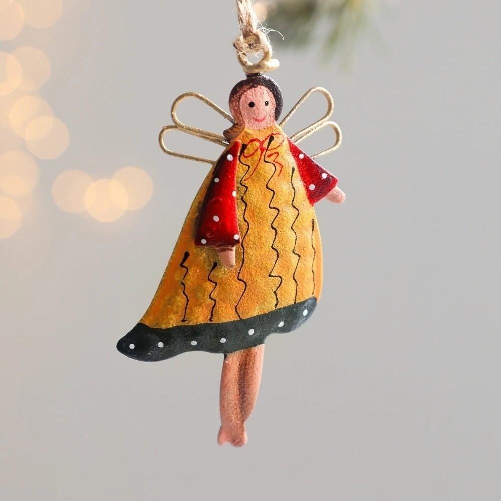 Iron Art Christmas Angel Girl Pendant Retro Angel Hanging Pendants  Holiday
