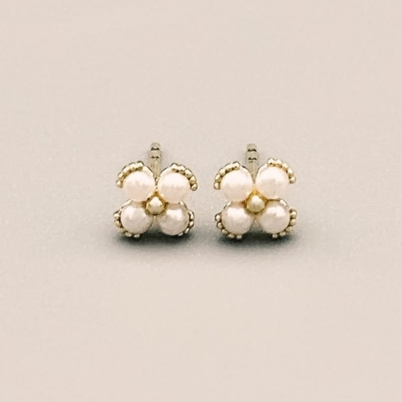 BEFORE MOONRISE [14K] Clover Pearl Earrings GE9