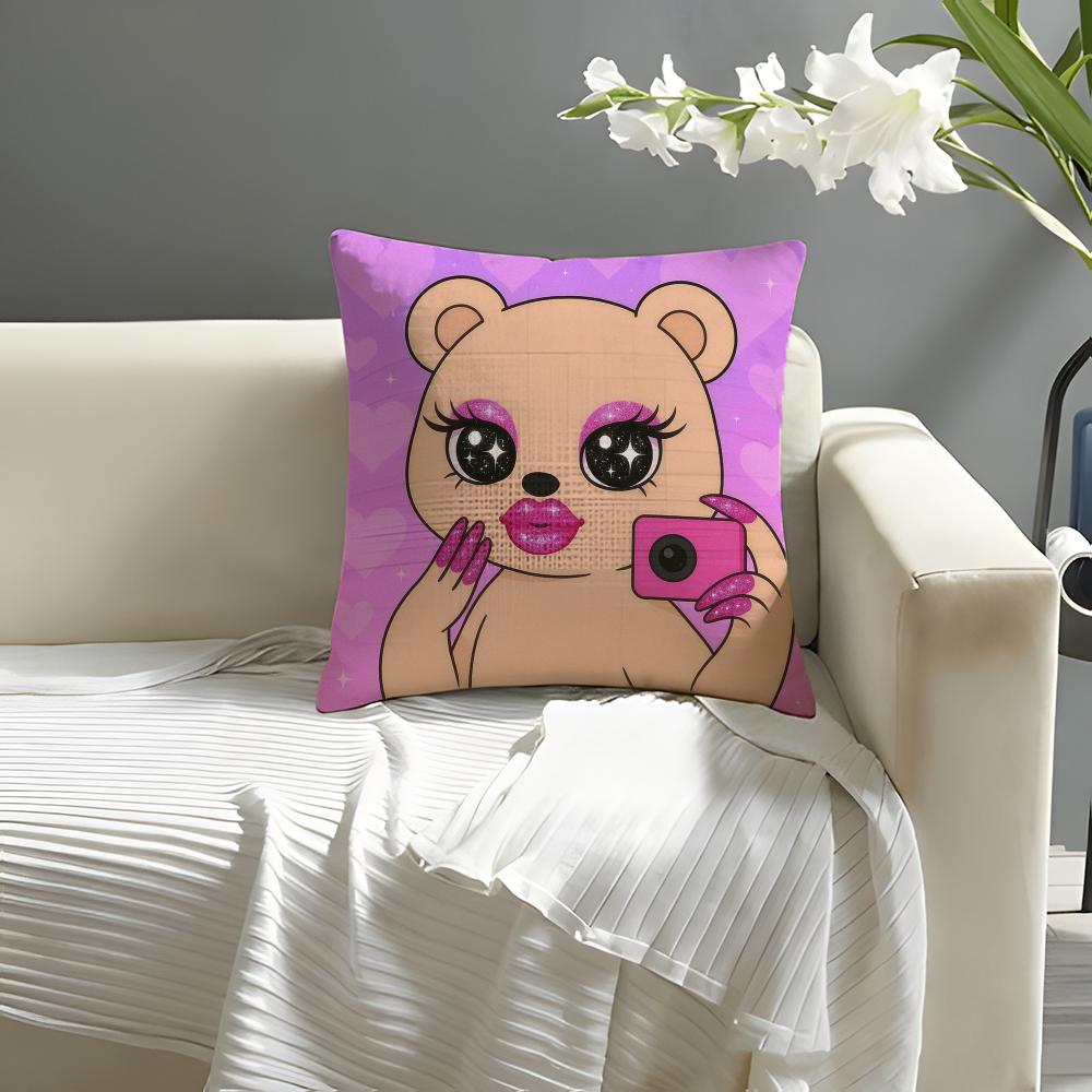 Anime Nail Art Animals Pillow Case Natural Linen Organic Fabric DoubleSided Printing Sofa Home Decor Cushion Cover