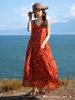 Dream Horse Retro Vacation Long Skirt Yunnan Big Northwest Red Dress Bohemian Suspender Dress Backless Woman