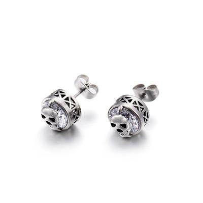 European and American Personality Domineering Diamonds Skull Tide Male Titanium Steel Earrings