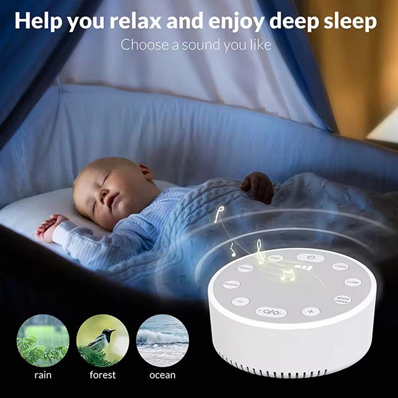 White Noise Machine Portable Baby Sleep Machine Soothing Sounds Sleep Therapy Sound Monitor Generator For Babies Adult Relax