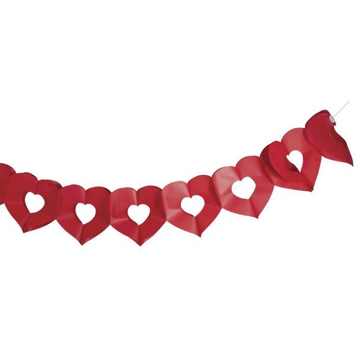 Guirlande en papier Coeur silhouette, rouge classique, 300x17,5x17cm, 1 pce.