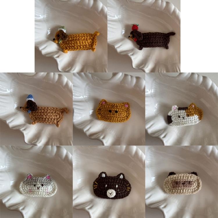 1PC Eye Catching Crochet Yarn Hair Clip for Kids and Adults Fun and Cartoon Pet Cats Designs for Kids and Adults