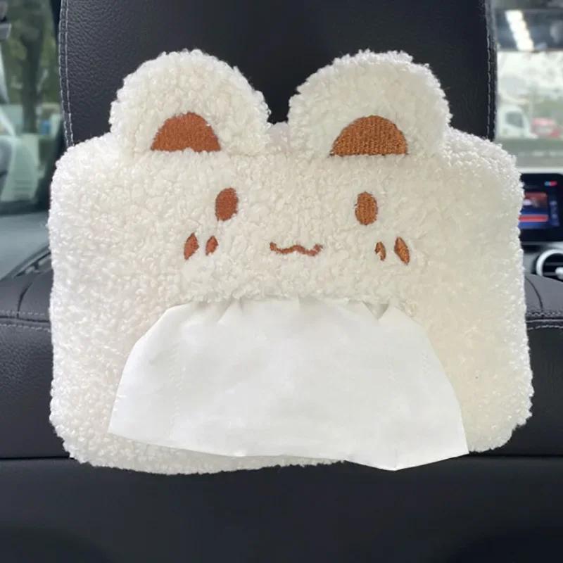 Car tissue box cute cartoon in-car paper box hanging armrest box paper towel wrapped car napkin box accessories