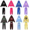 Heavy fleece foam print spider web hoodie sports casual sweater sweatpants set
