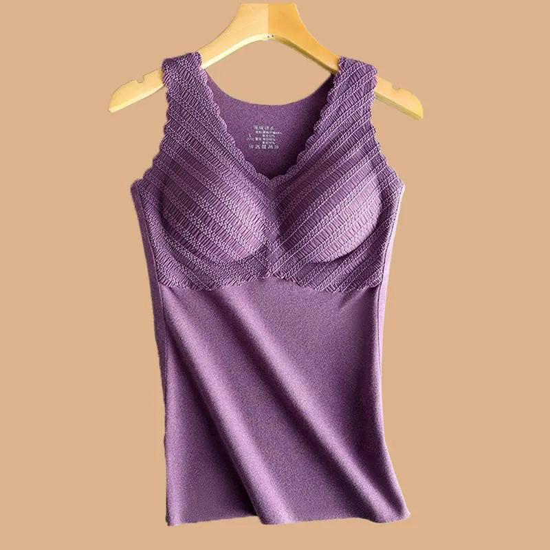 Version German Velvet Thermal Vest for Women with Chest Pads, Velvet and Thickened New Thermal Underwear Bottoming Shirt for Women's Autumn Clothes
