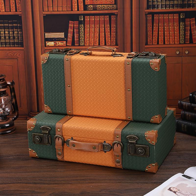 Valigia baule in pelle stile europeo vintage e organizer per la casa