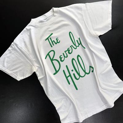 The Beverly Hills T-Shirt Men Women Retro Letter Print Cotton Short Sleeve Streetwear Tee