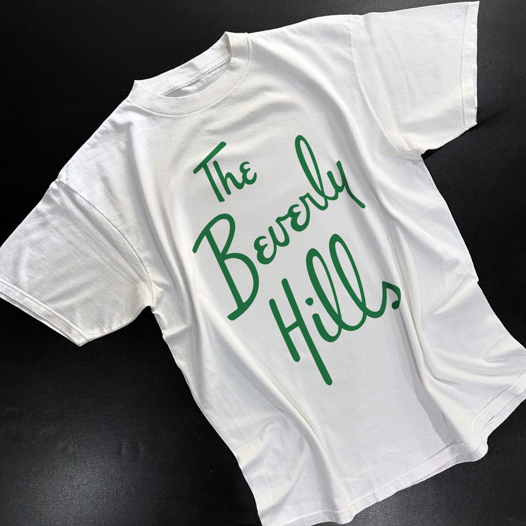 

The Beverly Hills T-Shirt Men Women Retro Letter Print Cotton Short Sleeve Streetwear Tee 5XL