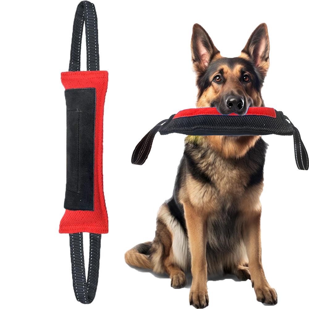 Hundetraining Beißstange reißfestes Tuch aufgenähtes Leder interaktives Tauziehen Haustierspielzeug Hundetraining Zubehör für draußen
