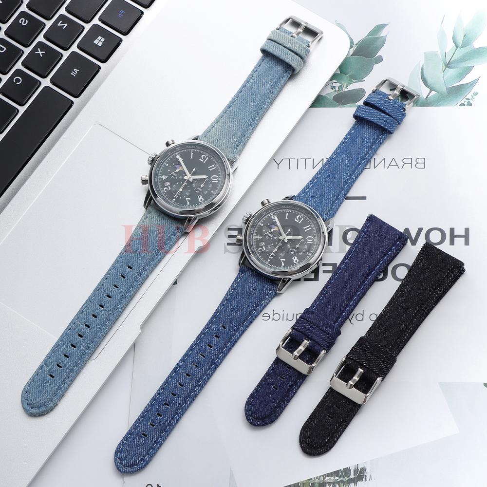 Denim Nylon Straps 22mm 24mm for Omega for Seiko Watches for Men Women Vintage Soft Fabric Nylon Watchbands Watch Accessories