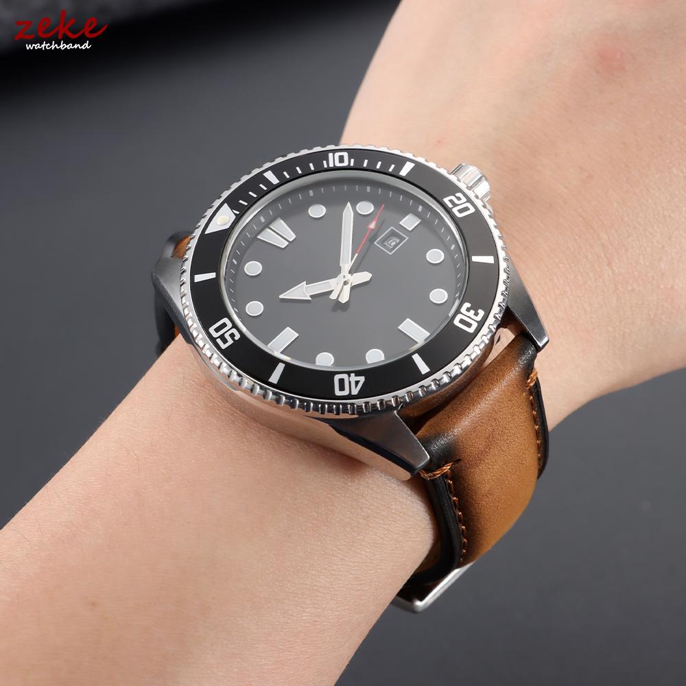 20mm 22mm 24mm Retro Calfskin Watch Band Women Men Wristband Brown Blue Universal Replacement Strap for Seiko Bracelet for Omega