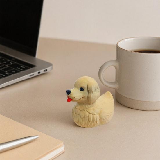 Puppy Duck Figurine, 3D Printed Retriever Pup Duck Ornament, Cute Dog Statue Home Decor, Gift for Dog Lovers