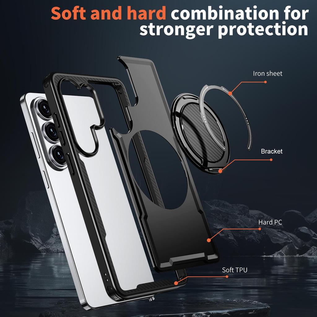 Samsung S26 Ultra Multifunctional Phone Case with Rotating Ring & Magnetic Stand - S25 Protective Cover