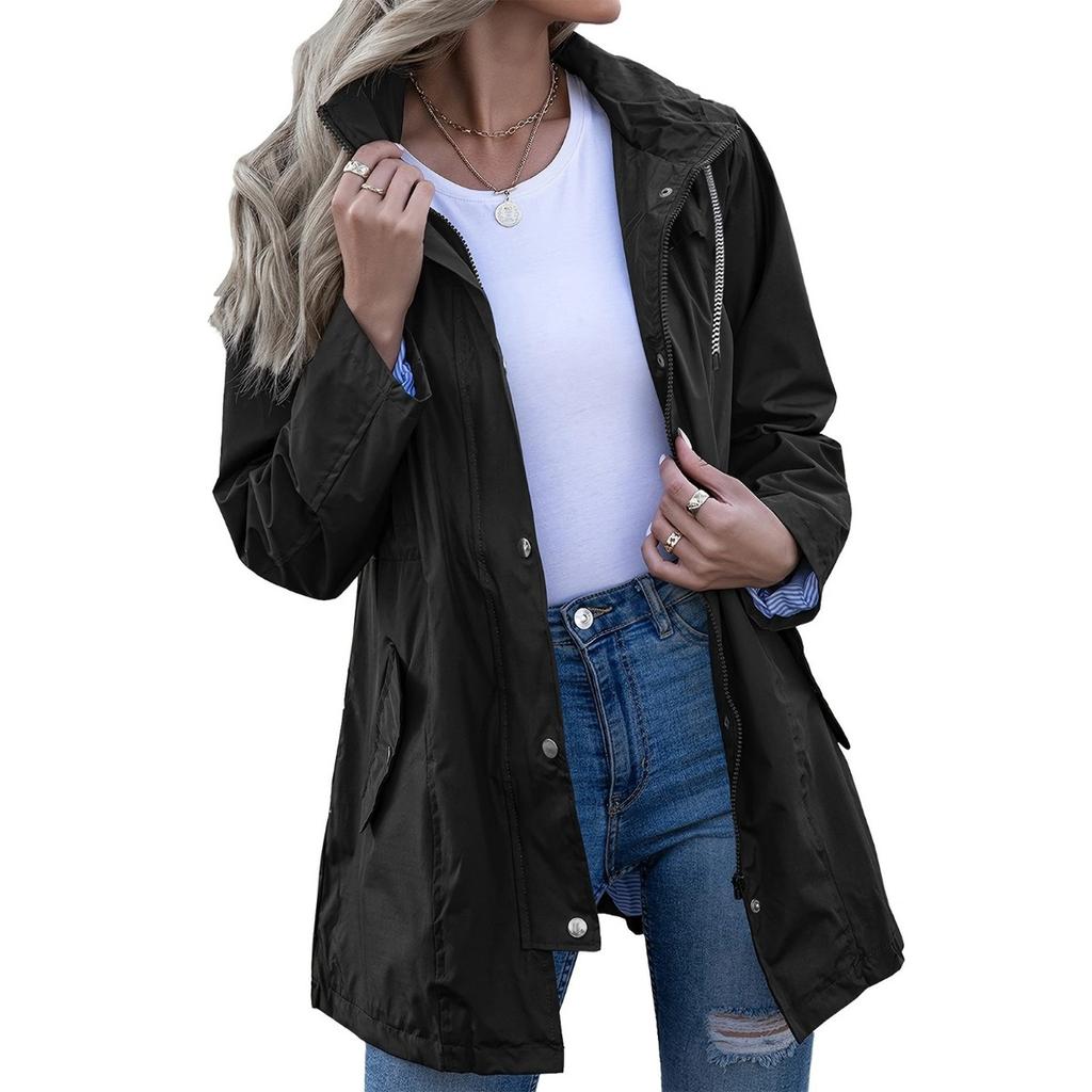Women's Waterproof Slim Fit Trench Coat Windproof Outdoor Jacket