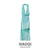 Fashion Style 2024 Summer New Arrival Women's Elegant Printing Silk Net Hanging Collar Dress 3067366 120