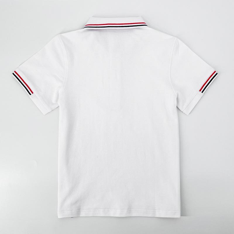 Kids' British Style School Uniform Polo Shirt - Cotton, Short Sleeve, Unisex, for Primary and Secondary Students