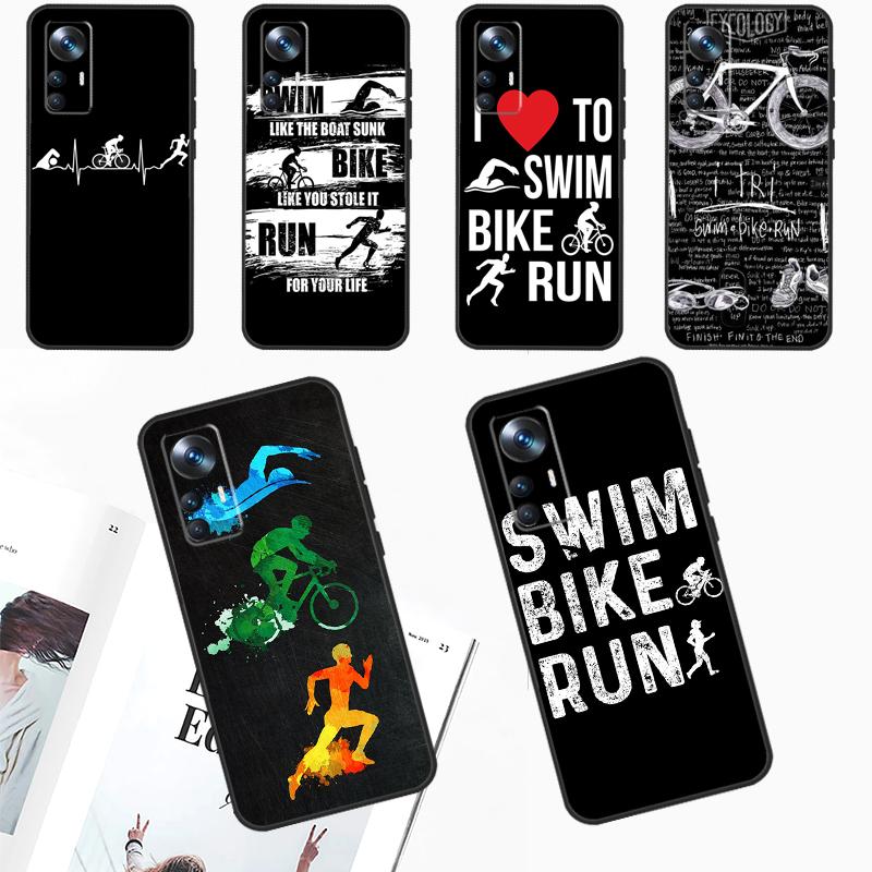 Swim Bike Run Triathlon For POCO M6 Pro X6 Pro X3 X5 F3 F5 M5s Phone Case For Xiaomi 14 12T 11T 13T Pro 12 13 Lite