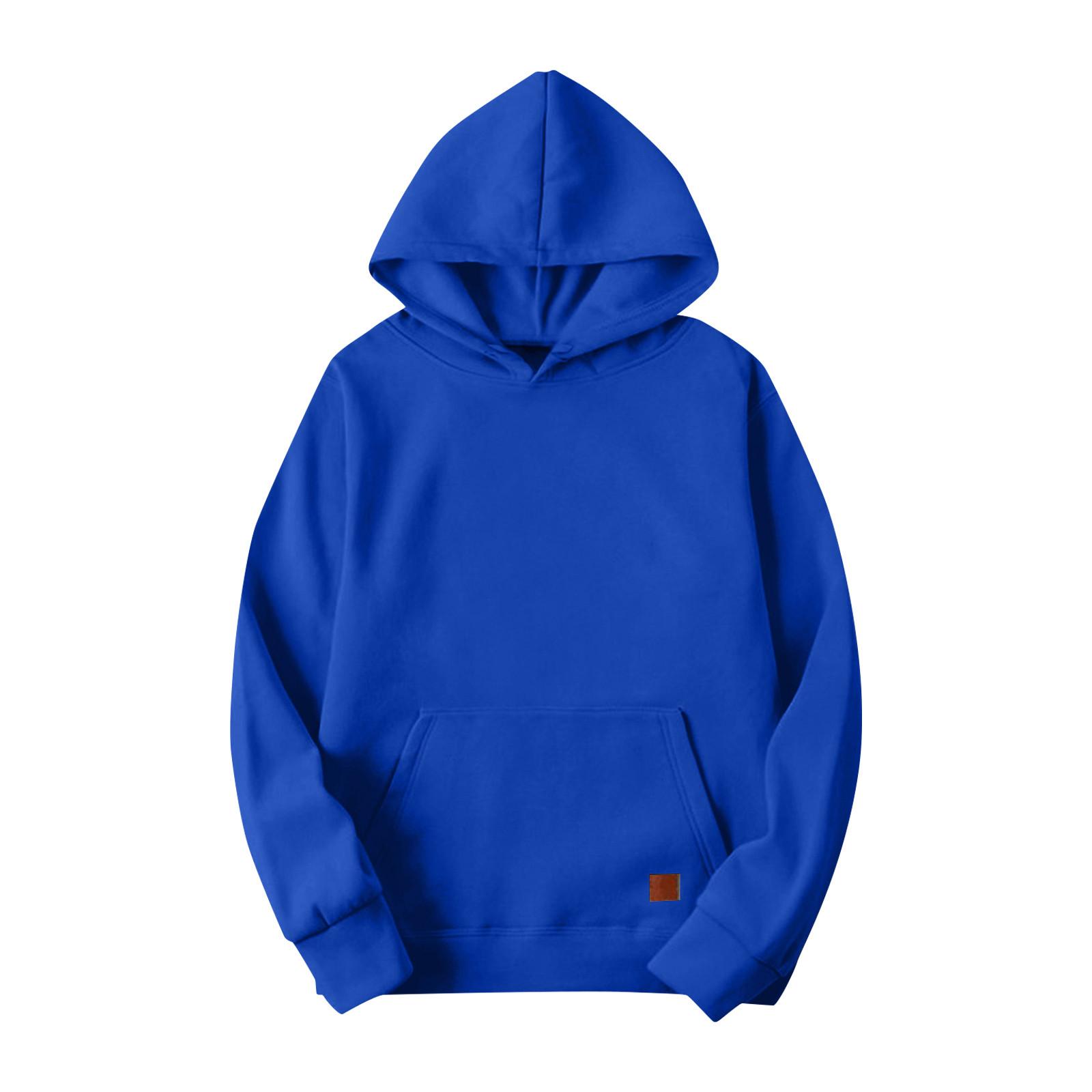 

Men s Solid Color Hooded Pullover Long Sleeve With Pockets Casual Sports Sweatshirt M