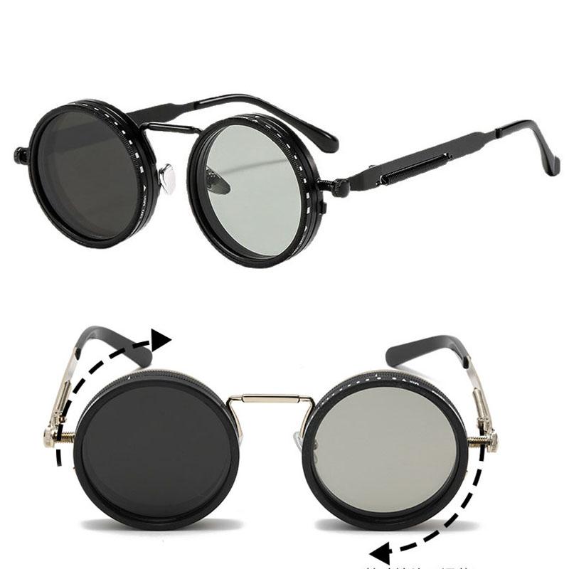 Vintage Round Steampunk Polarized Sunglasses For Men Women Outdoor Sport Goggle ND9-level Adjustable Dimming Sun Glasses UV400