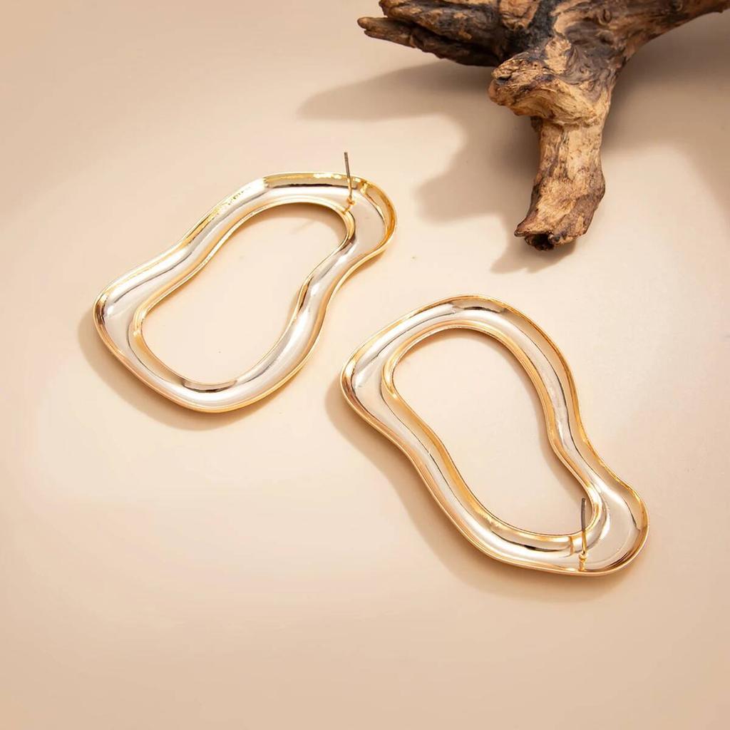 IngeSight.Z Creative Irregular Hollow Out Stud Earrings Women 2026 New Simple Metal Geometric Piercing Ear Accessories Jewelry