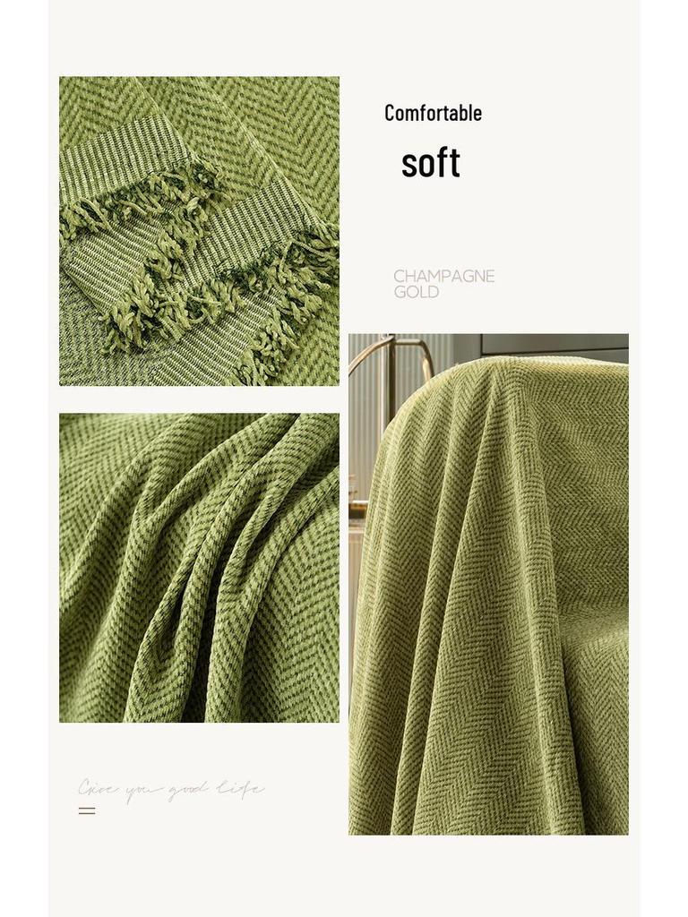 Modern Minimalist Chenille Herringbone Sofa Cover, Four Seasons Non-Slip Blanket