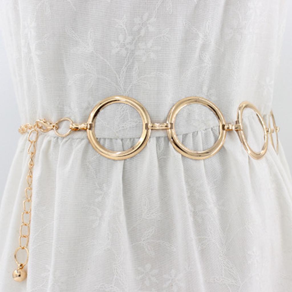 Women O Ring Hoop Chain Belts Fashionable Elegant Alloy Waist Belt Links Dress Decoration