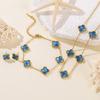 Set da 3 pezzi in acciaio al titanio, resistente allo sbiadimento, a doppia faccia, con quadrifoglio, moda donna, elegante, lusso leggero, collana per clavicola e braccialetto