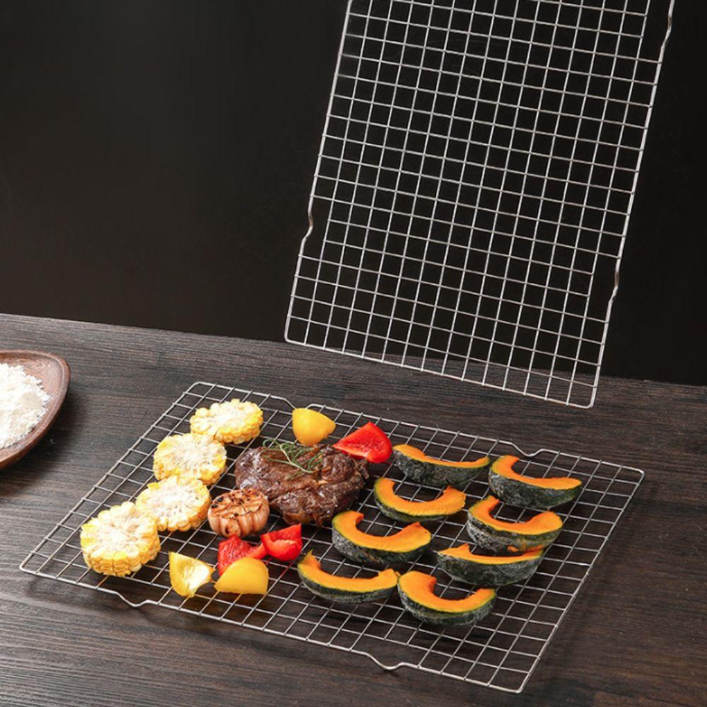 

Grid Design Food Drying Rack Silver BBQ Cooling Rack Grilling Holder Baking Cooling Rack Cake срібний