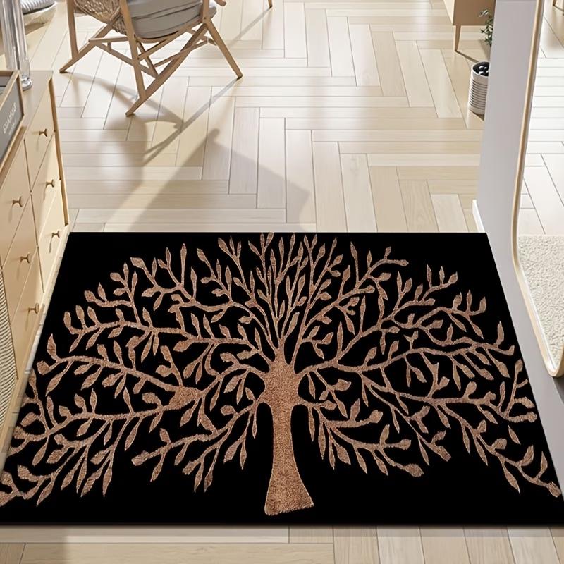 Artistic Tree of Life Area Rug Bronze Tree Silhouette Floor Mat Sacred Nature Inspired Carpet for Modern Living Room Decor 40cm x 60cm