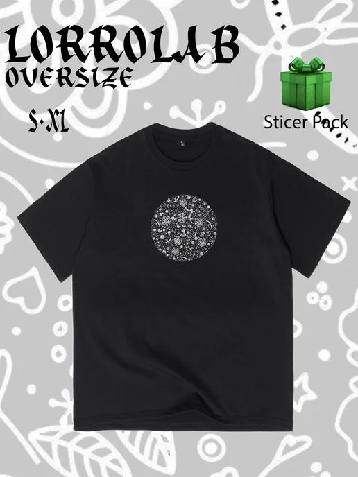 Oversized T-shirt with Khokhloma print on the front 4XL